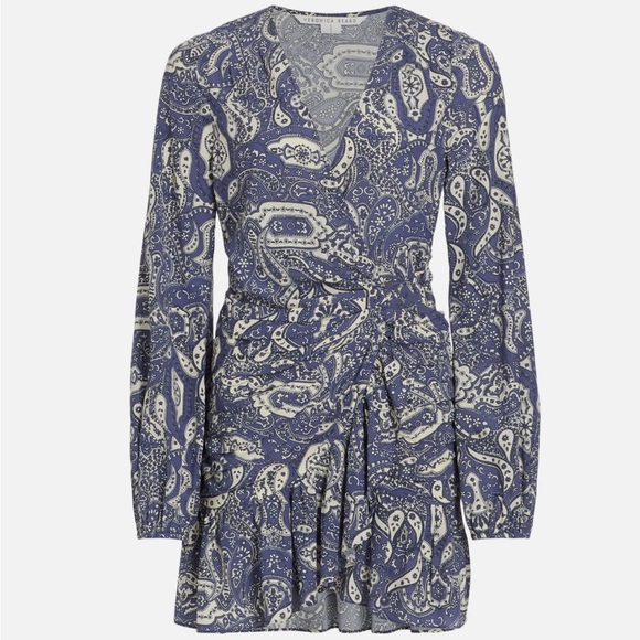 Veronica Beard Erinne Paisley Minidress - Indigo Multi - Picture 2 of 11